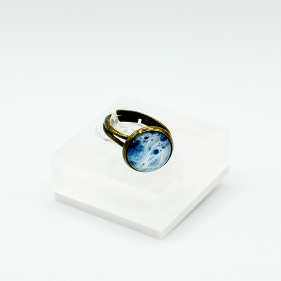Artistic Blue and Gold Women's Ring - Picture 1 of 1
